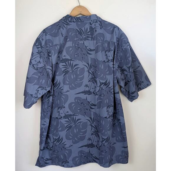 Roundtree & Yorke Mens Hawaiian Shirt Sz Large Blue Cotton Hula Girl Tropical - Picture 4 of 9